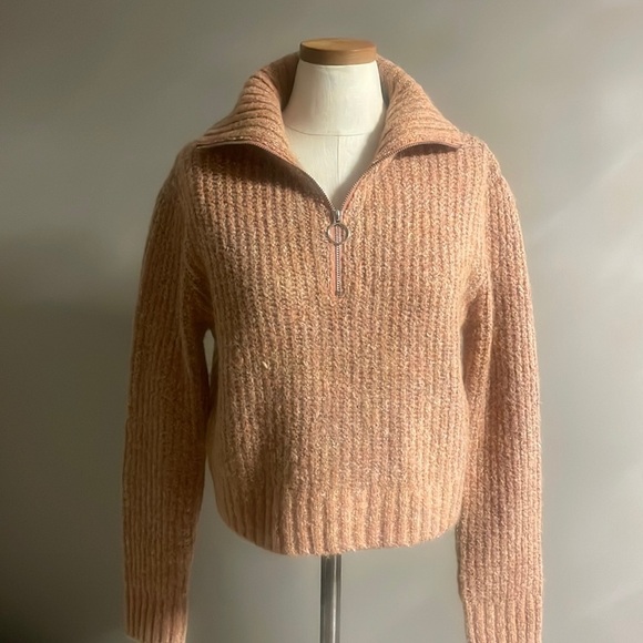 Sincerely Jules women’s wool blend collared turtleneck crop sweater half zip SM - Picture 1 of 11